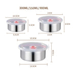 Stainless Steel Food Storage Containers with Airtight Plastic Lids – 3 Pieces