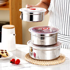 Stainless Steel Food Storage Containers with Airtight Plastic Lids – 3 Pieces