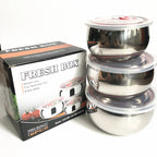 3 Sizes Stainless Steel Food Container with Airtight Plastic Lid