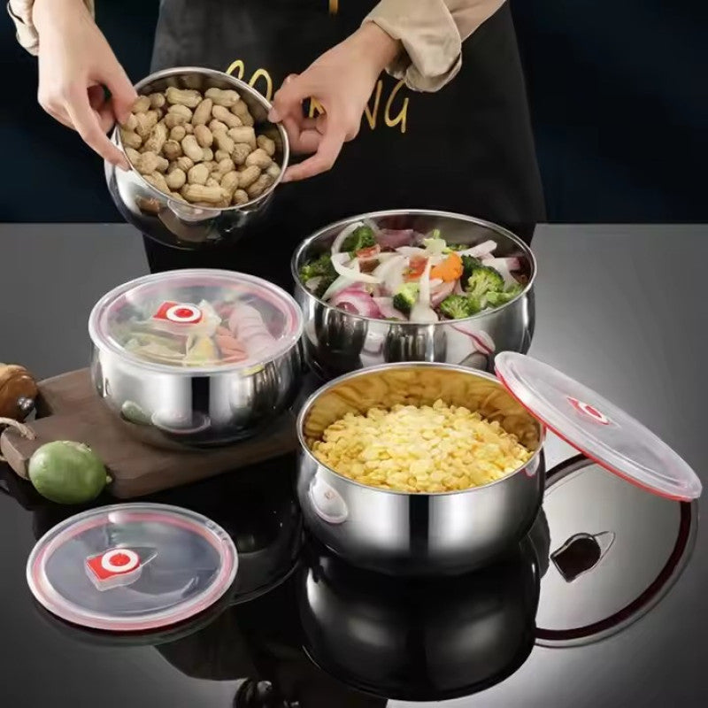 3 Sizes Stainless Steel Food Container with Airtight Plastic Lid