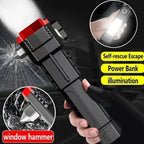 High-Brightness LED Flashlight | Power Bank & Safety Hammer