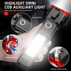 High-Brightness LED Flashlight | Power Bank & Safety Hammer