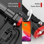 High-Brightness LED Flashlight | Power Bank & Safety Hammer